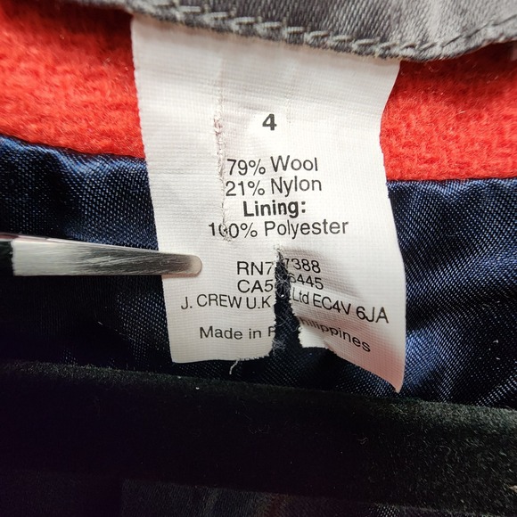 J. Crew Pea Coat Women 4 Red Stadium Cloth by Nello Gori Gold Buttons FLAWS READ - Picture 10 of 14